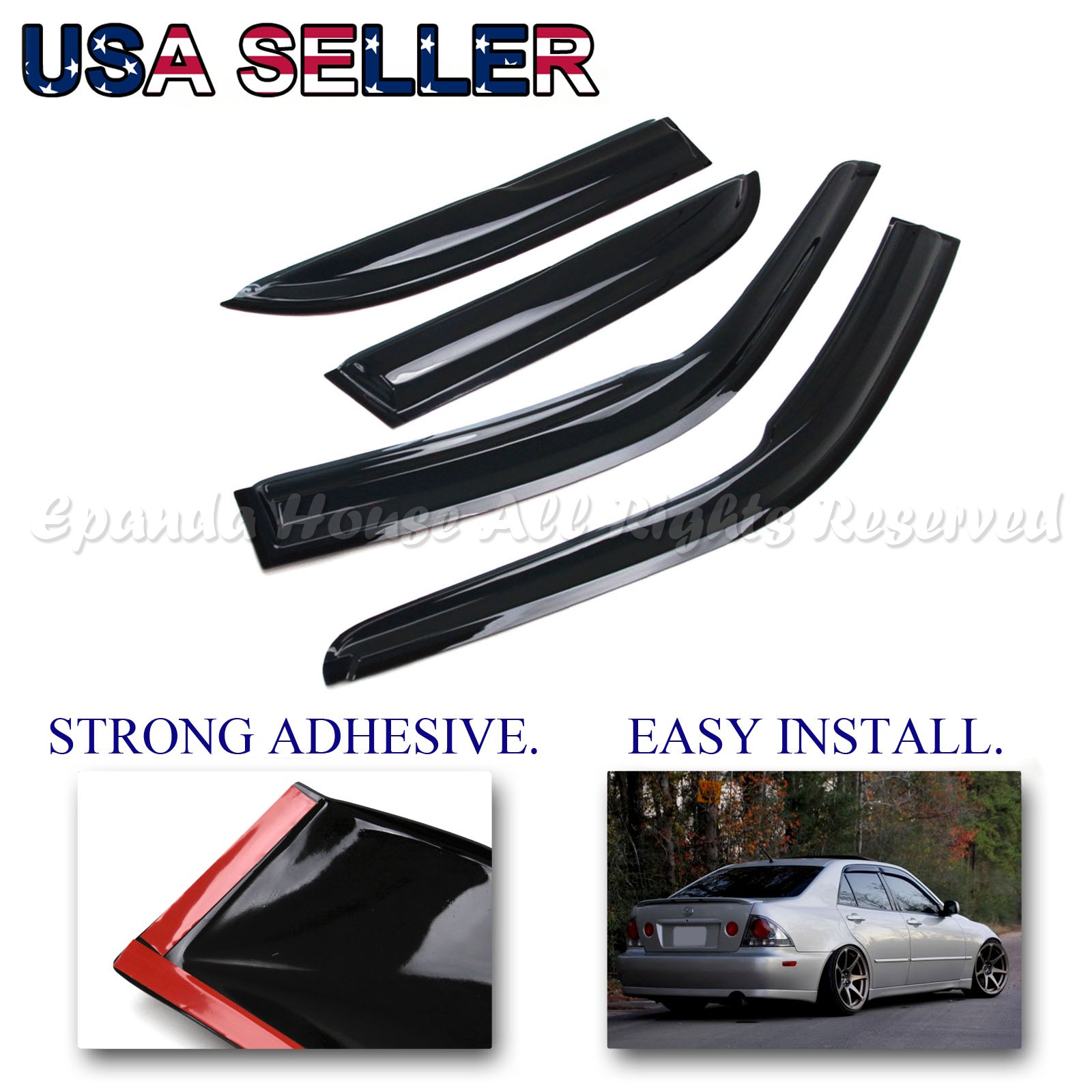 FOR 9903 LEXUS IS200/300 USA WINDOW WIND DEFLECTOR RAIN GUARD DARK