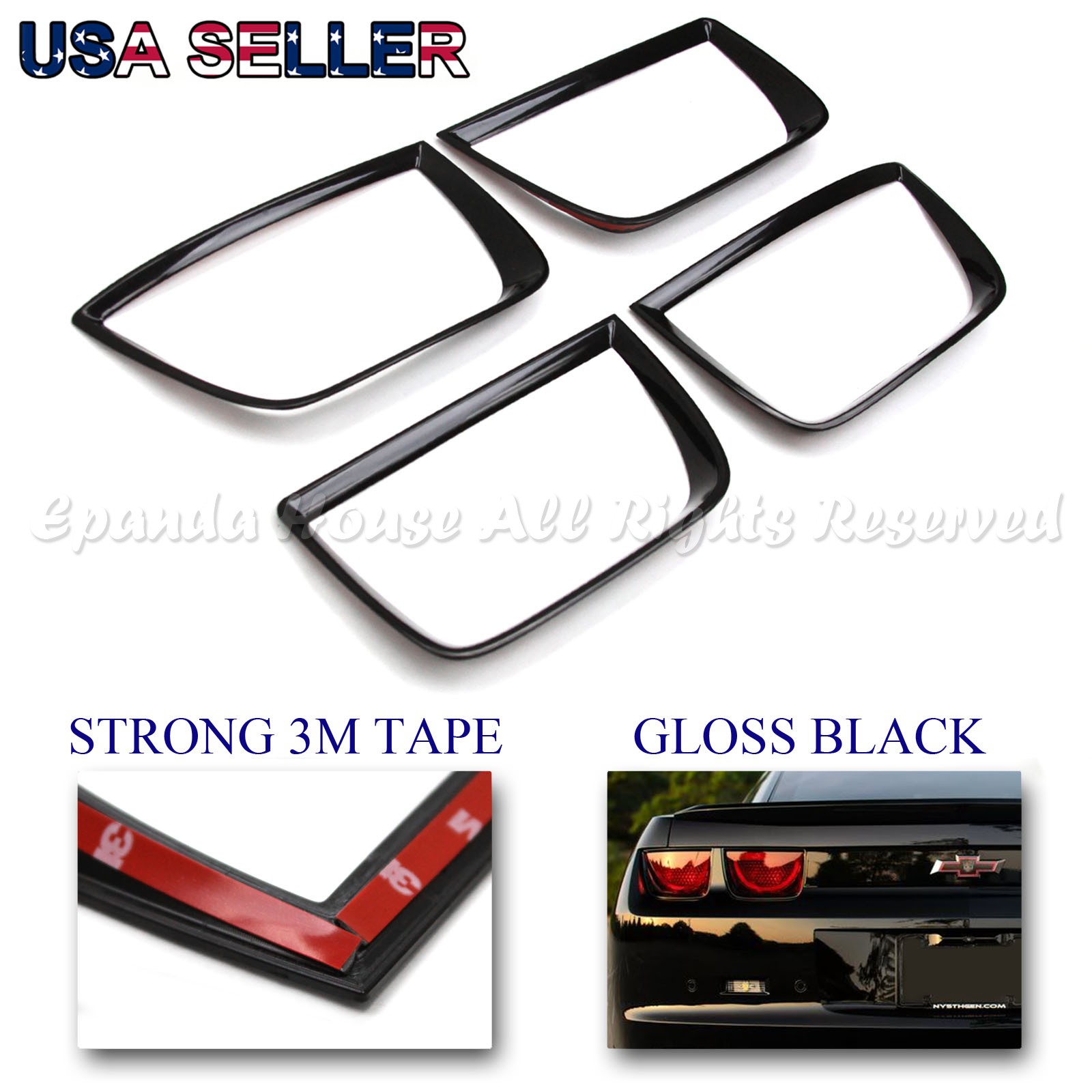Details About Direct Fit 10 15 Chevy Camaro Rear Tail Lights Cover Trim Moulding Bezels Black